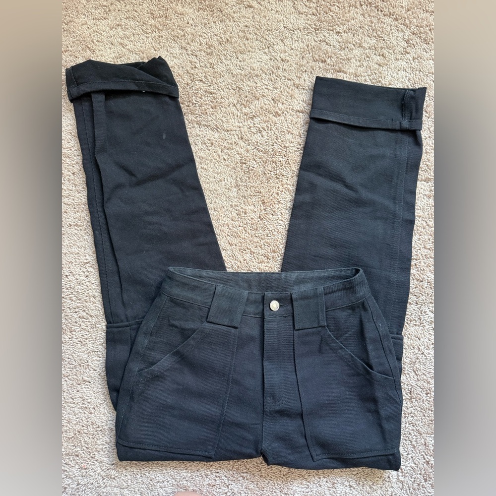Black High-Waist Cargo Jeans